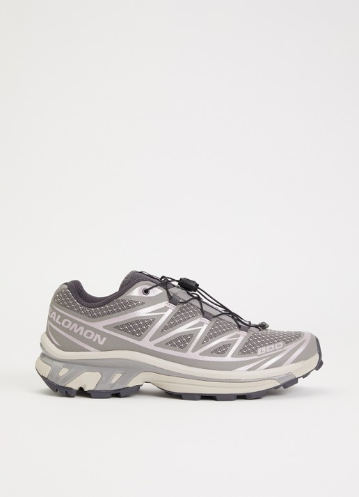 Salomon XT-6 Steel Streets sneaker met mesh en metallic details - voorkant 5 middengrijs