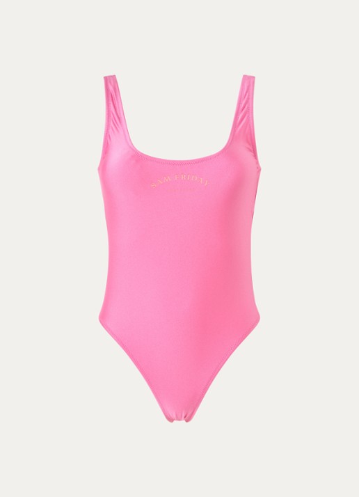 Sam Friday Aloha badpak met logo en metallic finish - voorkant 4 roze