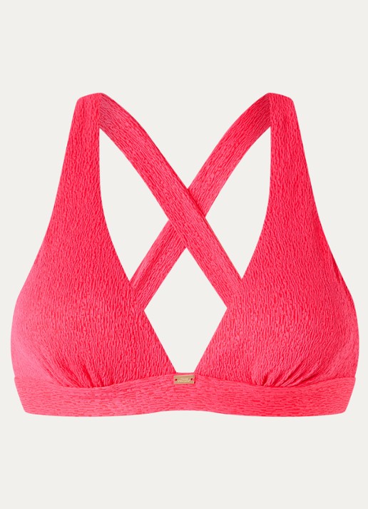 Sam Friday Coco halter bikinitop met gekruiste banden  - voorkant 3 neonroze
