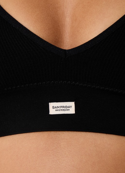 Sam Friday Fay bralette met ribstructuur - detail 2 zwart