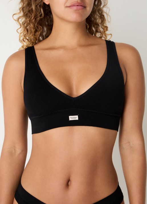 Sam Friday Fay bralette met ribstructuur - voorkant 4 zwart