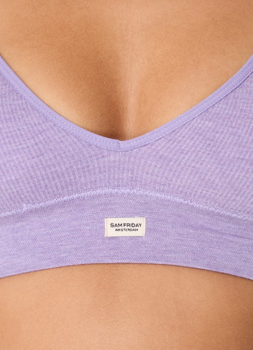 Sam Friday Fay bralette met ribstructuur - detail 3 lavendel