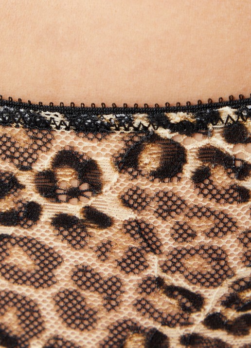 Sam Friday Lacey string van kant met panterprint - detail 3 beige