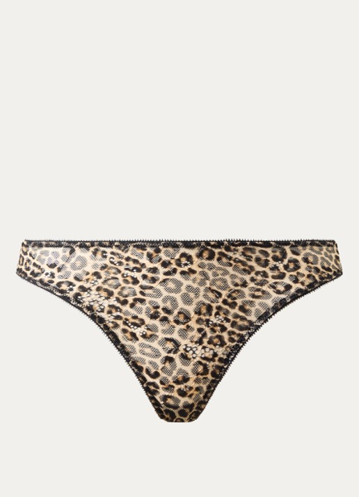 Sam Friday Lacey string van kant met panterprint - voorkant beige