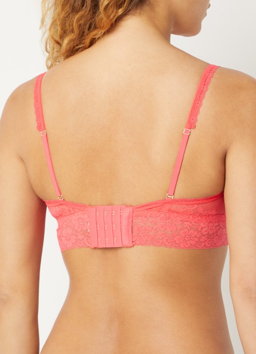 Sam Friday Lacey voorgevormde bralette met overlay van kant - achterkant rood