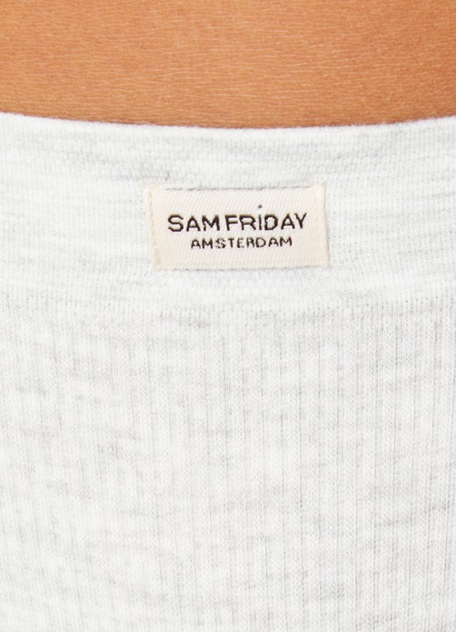 Sam Friday Lucy string met ribstructuur - detail 2 grijsmele
