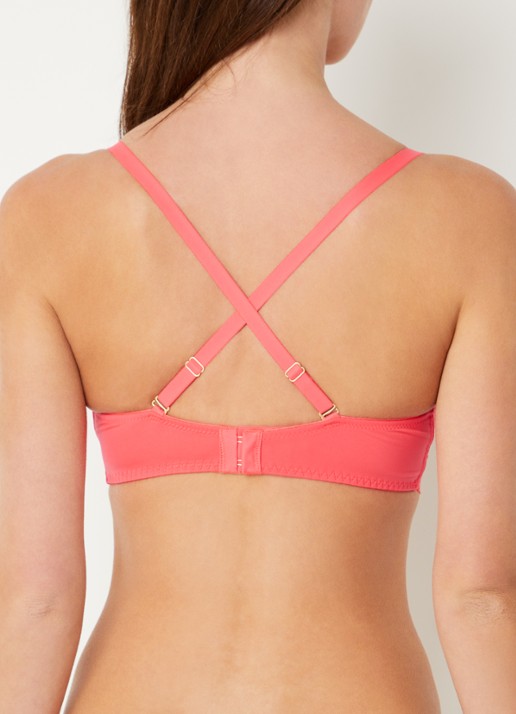 Sam Friday Polly push up bh met overlay van kant - detail koraalrood