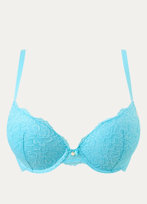Sam Friday Polly push-up bh met overlay van kant - voorkant 2 blauw