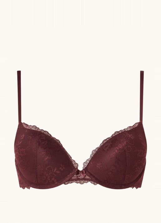 Sam Friday Polly push-up bh van kant - voorkant roodbruin