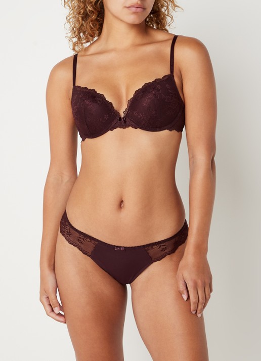 Sam Friday Polly push-up bh van kant - voorkant 2 roodbruin