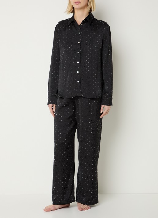 Sam Friday Pyjamabroek met strass - voorkant 2 zwart
