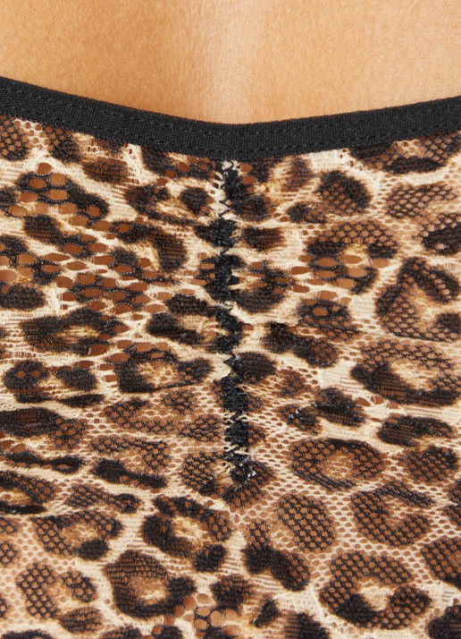 Sam Friday Singlet van kant met panterprint - detail 2 beige