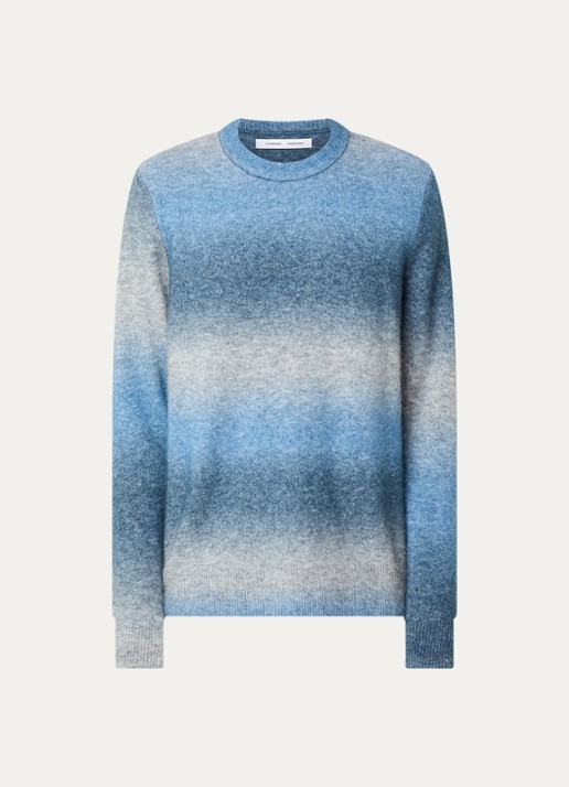 SAMSØE SAMSØE Aiden fijngebreide pullover in alpaca wolblend - voorkant 2 staalblauw