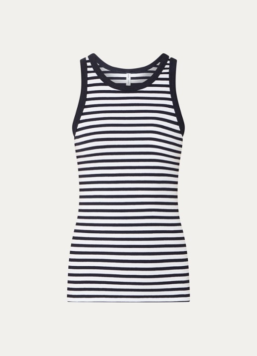 SAMSØE SAMSØE Alexo tanktop van  katoen met streepprint - voorkant donkerblauw