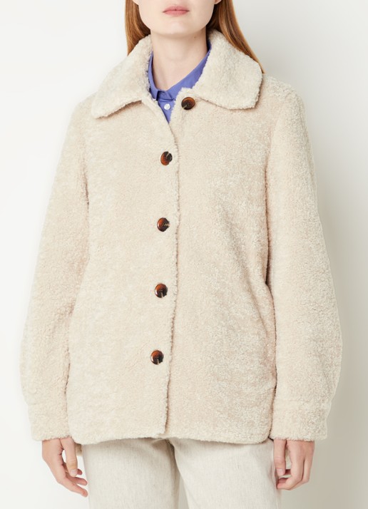 SAMSØE SAMSØE Aylina jack van teddy met steekzakken - detail 3 beige
