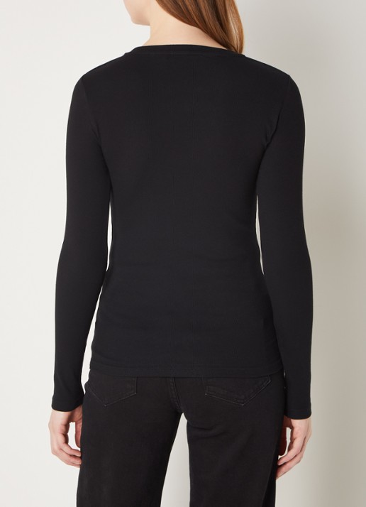 SAMSØE SAMSØE Basic longsleeve van  katoen - achterkant 2 zwart