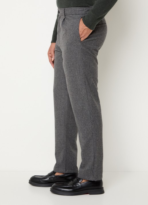 SAMSØE SAMSØE Bertil slim fit pantalon in wolblend - detail 5 grijsmele