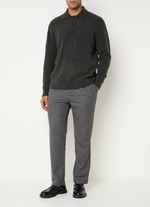 SAMSØE SAMSØE Bertil slim fit pantalon in wolblend - voorkant 2 grijsmele