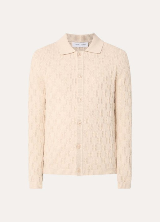 SAMSØE SAMSØE Brodie grofgebreid vest in wolblend - voorkant 2 beige