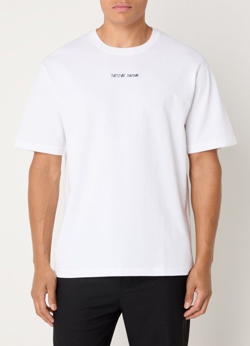 SAMSØE SAMSØE Dinner T-shirt met logo- en backprint - achterkant 3 wit