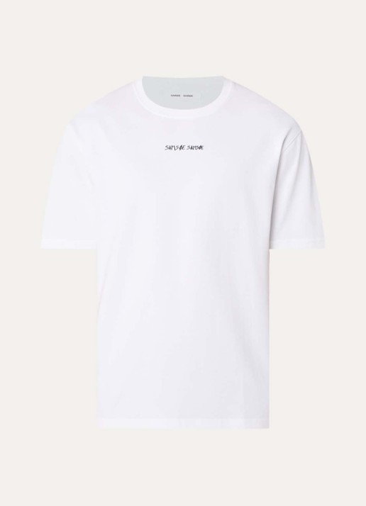 SAMSØE SAMSØE Dinner T-shirt met logo- en backprint - voorkant wit