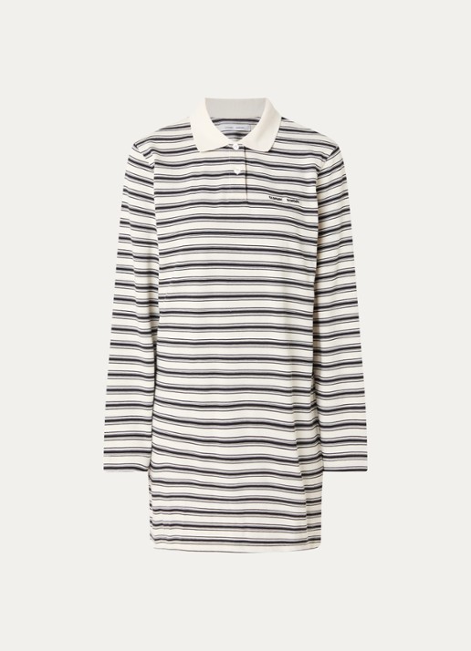 SAMSØE SAMSØE Dover mini jurk met streepprint - voorkant 3 zwart