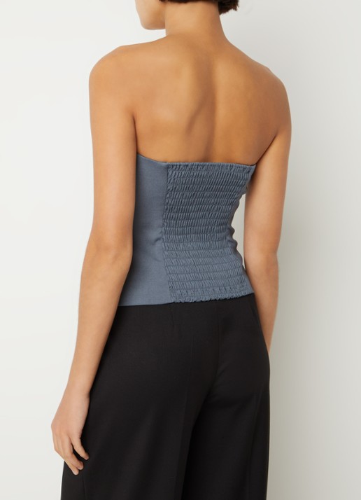 SAMSØE SAMSØE Elyn strapless top met smockwerk - achterkant grijs