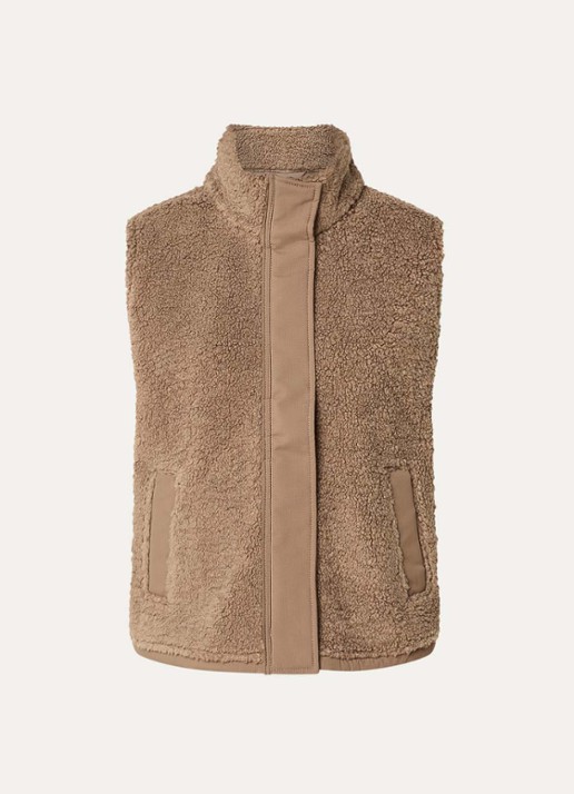 SAMSØE SAMSØE Frost bodywarmer van teddy met steekzakken - voorkant 3 lichtbruin