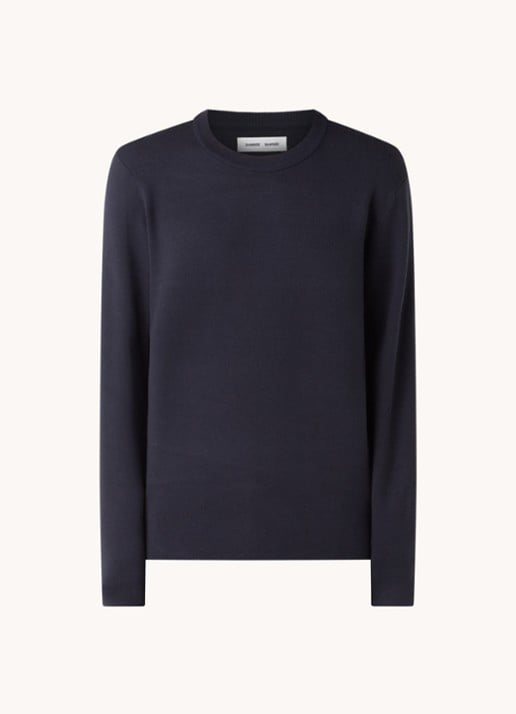 SAMSØE SAMSØE Gunan fijngebreide pullover met stretch  - voorkant donkerblauw