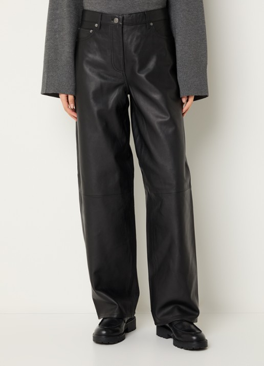 SAMSØE SAMSØE Harpal mid waist loose fit broek van lamsleer