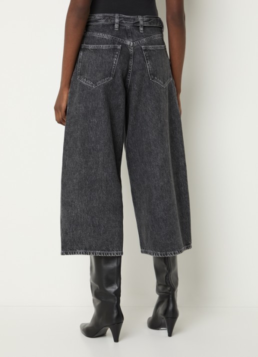 SAMSØE SAMSØE Harper high waist wide fit culotte van denim - achterkant grijs