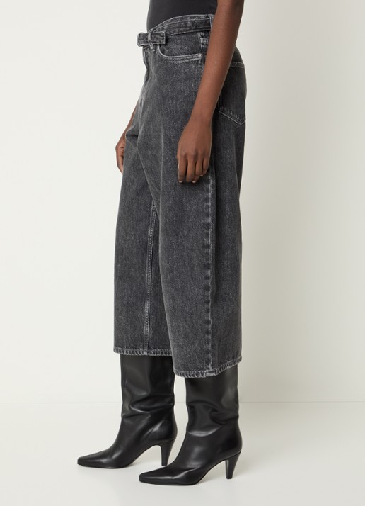 SAMSØE SAMSØE Harper high waist wide fit culotte van denim - detail 3 grijs