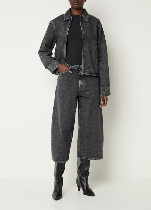 SAMSØE SAMSØE Harper high waist wide fit culotte van denim - voorkant 5 grijs