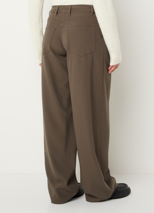 SAMSØE SAMSØE Harper high waist wide fit pantalon met steekzakken - achterkant bruin