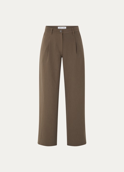 SAMSØE SAMSØE Harper high waist wide fit pantalon met steekzakken - voorkant 3 bruin