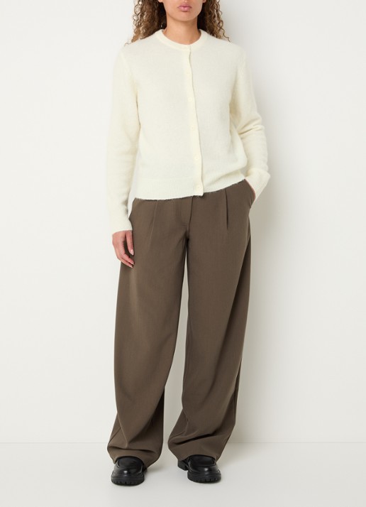 SAMSØE SAMSØE Harper high waist wide fit pantalon met steekzakken - voorkant 4 bruin