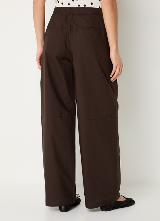 SAMSØE SAMSØE High waist wide fit broek in linnenblend met steekzakken - achterkant donkerbruin