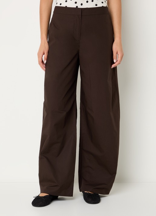 SAMSØE SAMSØE High waist wide fit broek in linnenblend met steekzakken