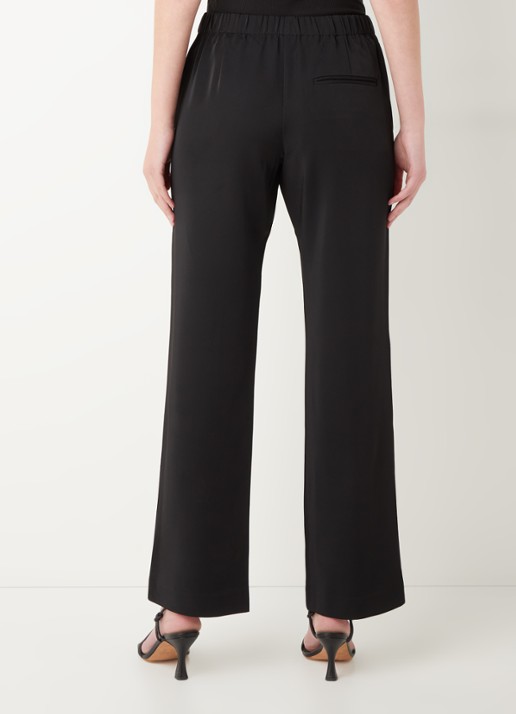 SAMSØE SAMSØE Hoys high waist straight fit trackpants van  polyester - achterkant 3 zwart