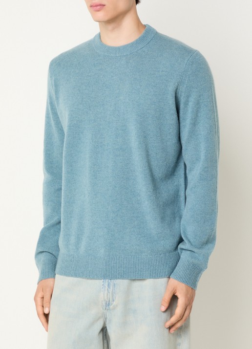 SAMSØE SAMSØE Isak fijngebreide pullover van merino wol - detail 4 staalblauw
