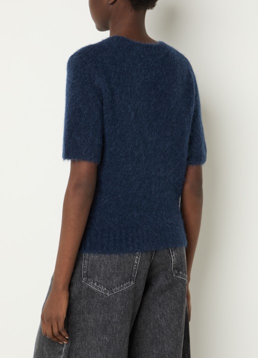 SAMSØE SAMSØE Jeanne fijngebreide top in alpaca wolblend - achterkant indigo