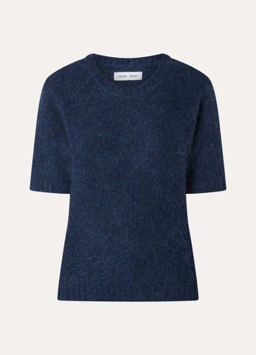 SAMSØE SAMSØE Jeanne fijngebreide top in alpaca wolblend - voorkant 2 indigo