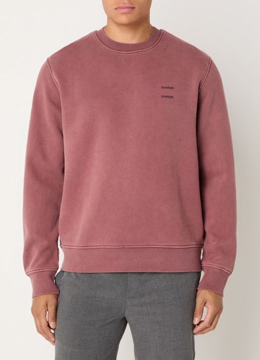 SAMSØE SAMSØE Joel sweater met logo en verwassen afwerking