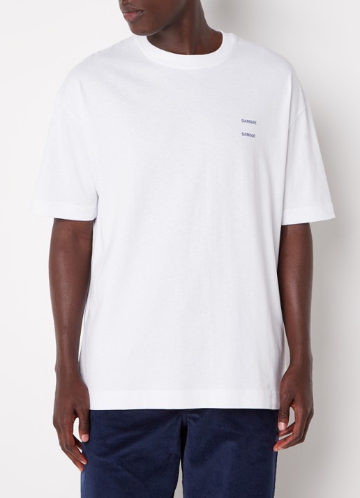 SAMSØE SAMSØE Joel T-shirt van  katoen met logo - detail wit
