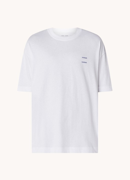 SAMSØE SAMSØE Joel T-shirt van  katoen met logo - voorkant 3 wit