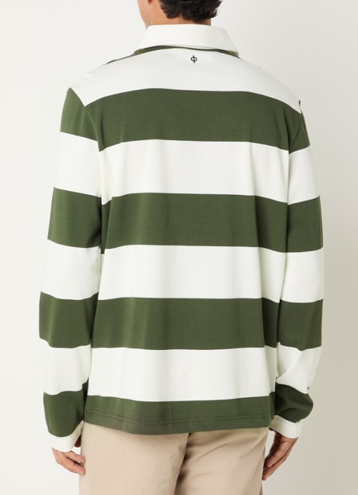 SAMSØE SAMSØE Kevin regular fit polo met streepprint - achterkant 3 groen