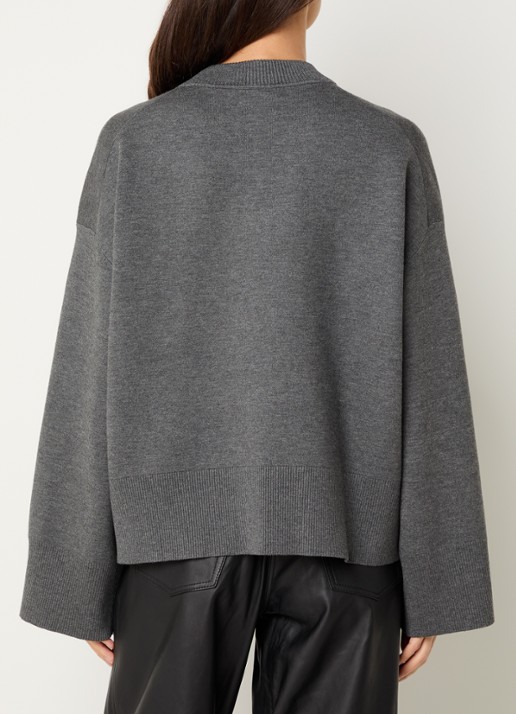 SAMSØE SAMSØE Lula sweater met V-hals - achterkant 4 grijs