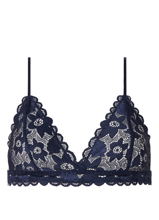 SAMSØE SAMSØE Marilyn bralette van kant - voorkant 2 donkerblauw