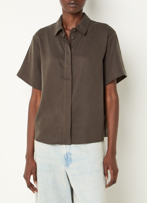 SAMSØE SAMSØE Mina blouse met kraag - detail 3 bruin