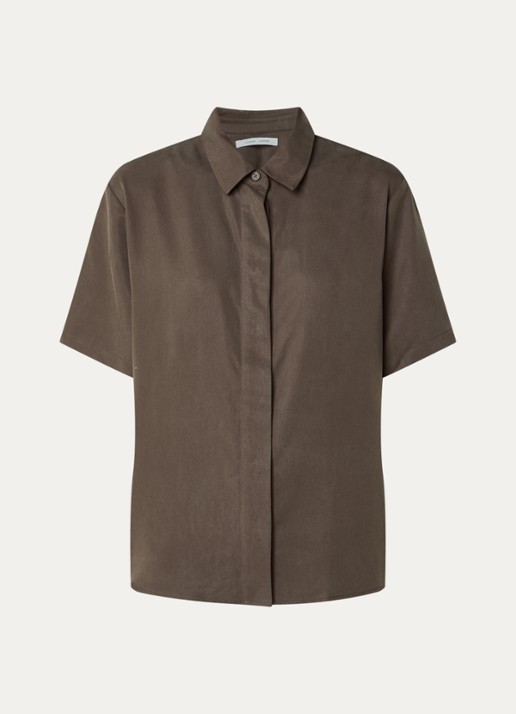 SAMSØE SAMSØE Mina blouse met kraag - voorkant bruin